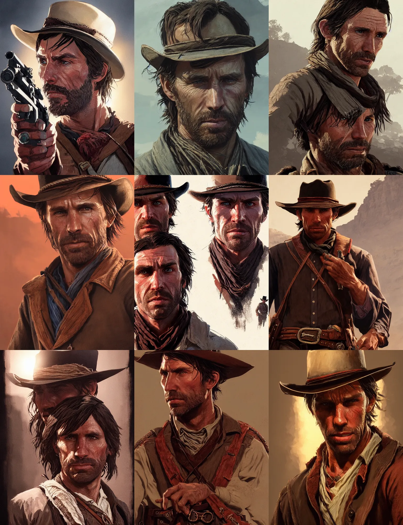 Prompt: close face portrait of steve nash as red dead redemption 2 concept art, art by ryo shiotani and greg rutkowski, intricate, beautiful, cute, cinematic lighting, vintage art by serge ivanoff, high resolution, very detailed