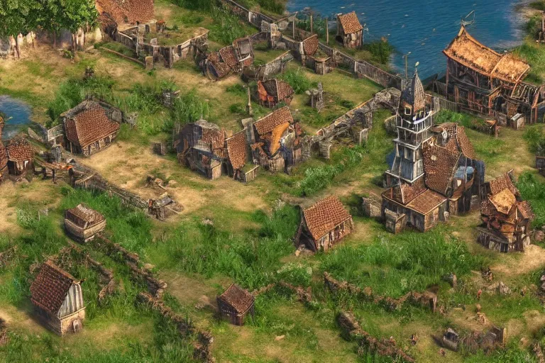 Image similar to the witcher 3 in the style of age of empires the rise of rome, highly - detailed, remastered, 8 k, realistic, unreal engine 5, light effect, magnificent