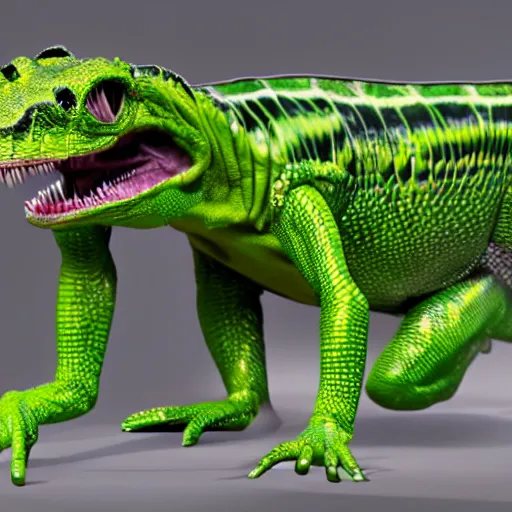 Prompt: High Resolution! reptilian Influencer dancing on tiktok, 8K, photorealistic