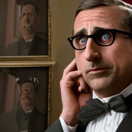 Image similar to steve carell staring in the grand budapest hotel