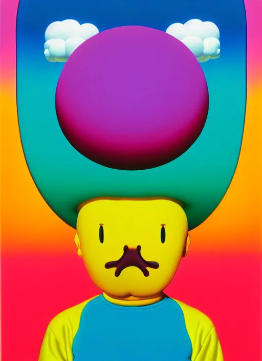 Image similar to puffy person by shusei nagaoka, kaws, david rudnick, airbrush on canvas, pastell colours, cell shaded, 8 k