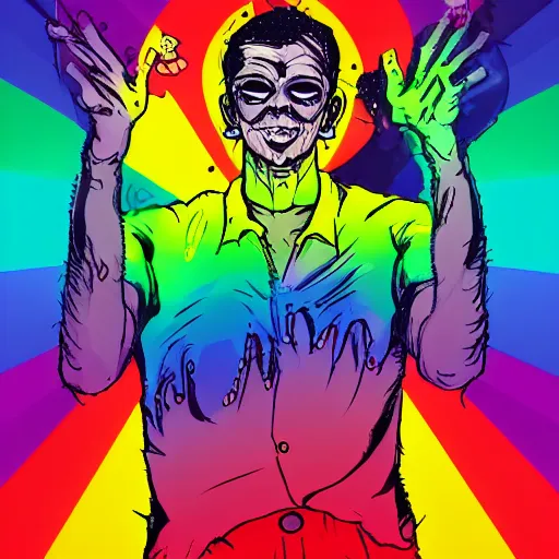 Image similar to satan dancing in a disco, pride, lgbtqa,