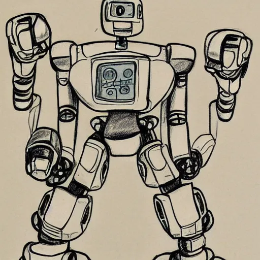 Prompt: osamu tezuka robot sketch