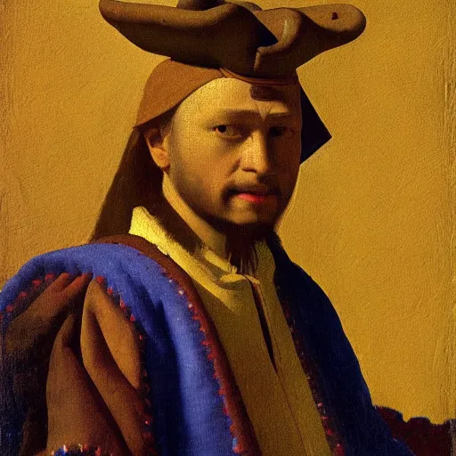 Prompt: high quality high detail painting by johannes vermeer, portrait of the quetzalcoatl, hd, muted lighting