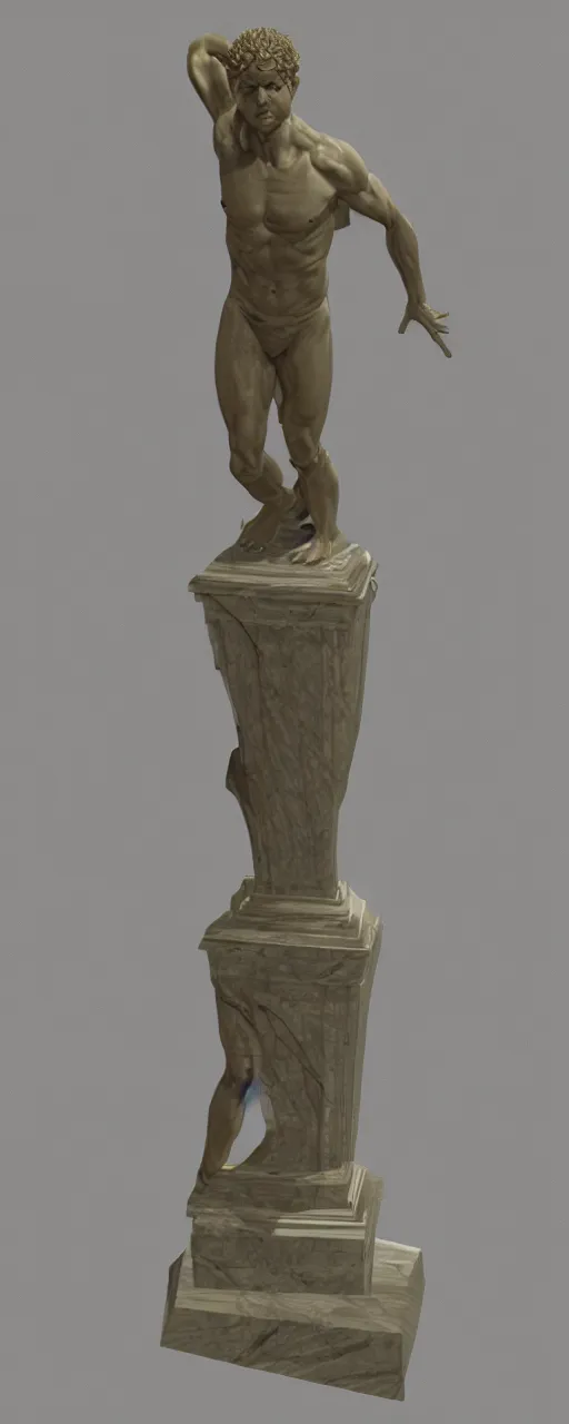 Image similar to statue of the golden god, marble, subsurface scattering, realistic, detailed