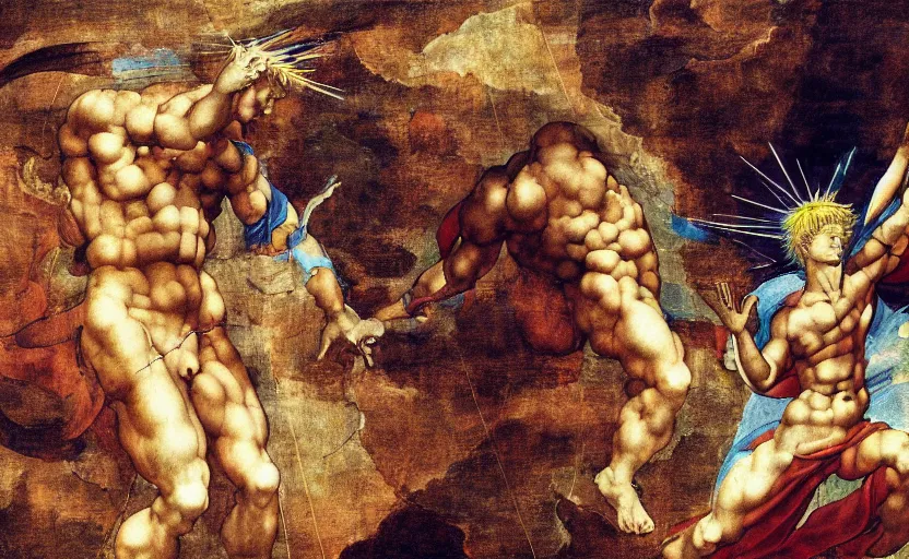 Image similar to The Third Impact as depicted in a masterpiece digital painting by Michelangelo and Leonardo Da Vinci, 4k wallpaper