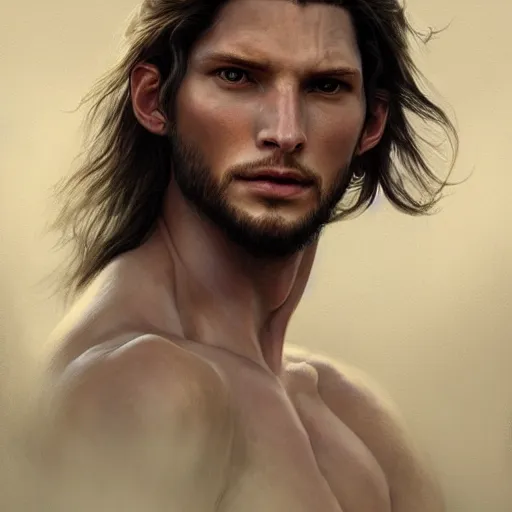 Image similar to portrait of ben barnes, muscular upper body, fantasy, intricate, elegant, highly detailed, digital painting, artstation, concept art, matte, sharp focus, illustration, art by aenaluck and roberto ferri and greg rutkowski, epic fantasy, digital painting