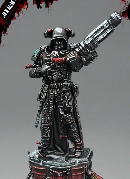 Prompt: 8 0 mm resin detailed miniature of a warhammer 4 0 k grim reaper, bloody, futuristic, product introduction photos, 4 k, full body,