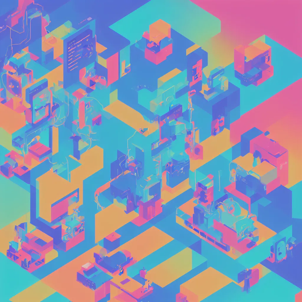 Image similar to a simple micro-service deployed to a datacenter, cloud, security, attack vector, trending on Artstation, painting by Jules Julien, Leslie David and Lisa Frank, muted colors with minimalism