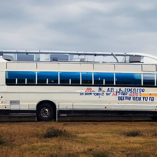 Image similar to photo of a giant bus, near new york bay