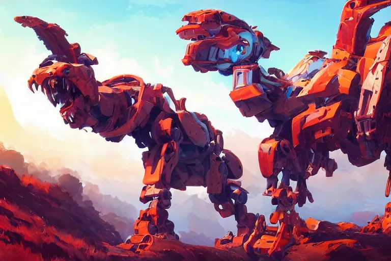 Image similar to scrapper machine mecha animal beast robot of horizon forbidden west horizon zero dawn bioluminiscence, behance hd by jesper ejsing, by rhads, makoto shinkai and lois van baarle, ilya kuvshinov, rossdraws global illumination