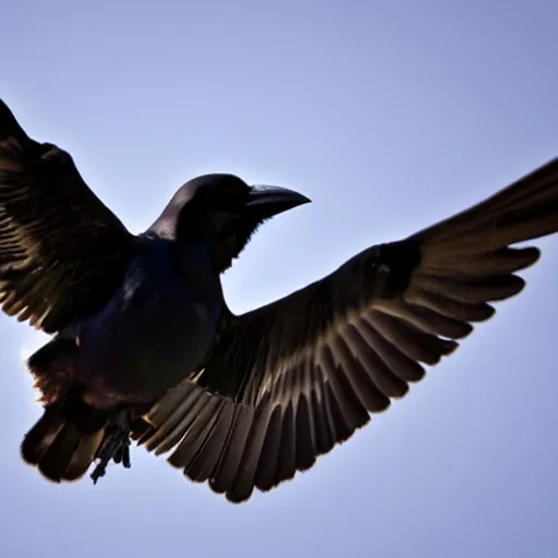 Prompt: a very HD and realistic photo of a crow flying over an accident, people used to say that the crow is the incarnation of the spirit of the accident victim who died