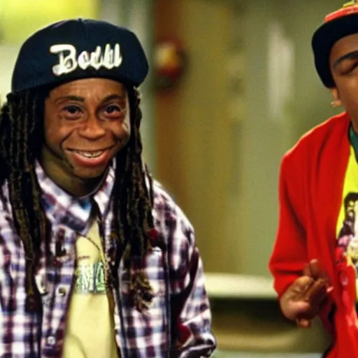 Prompt: a tv still of Lil' Wayne starring in Kenan & Kel (1999)
