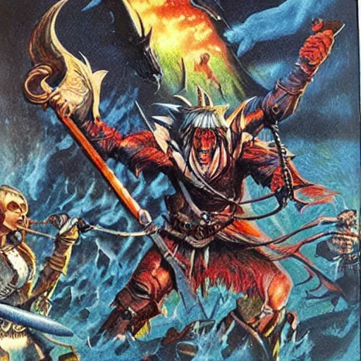 Prompt: The cover art for a Dungeons and Dragons module from 1985, artist Jeff Dee,