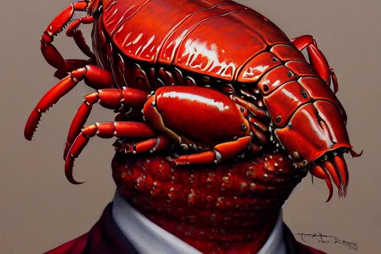 Prompt: portrait of jordan peterson, wearing a lobster suit, oil painting elegant, highly detailed, centered, digital painting, artstation, concept art, smooth, sharp focus, illustration, artgerm, tomasz alen kopera, peter mohrbacher, donato giancola, joseph christian leyendecker drew struzan