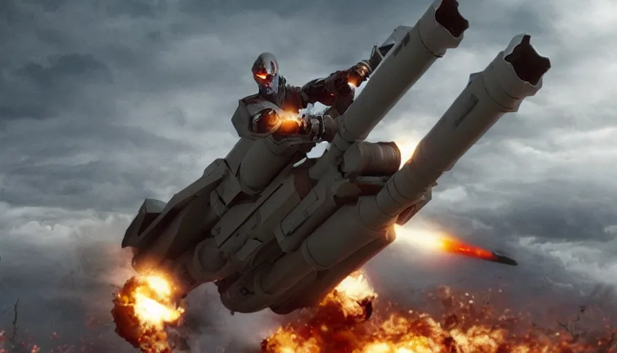 Prompt: Big budget movie about a cyborg demon fighting a surface to air missile system