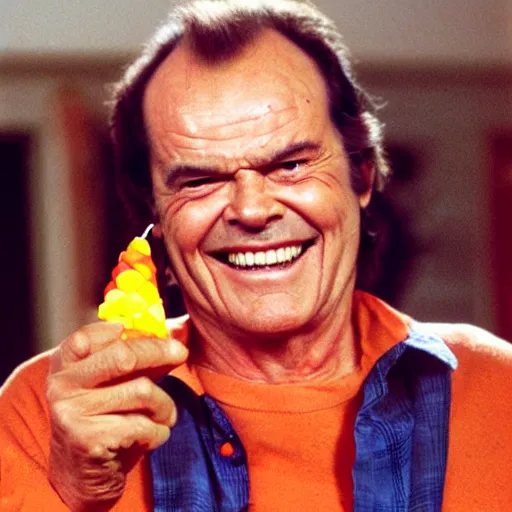 Image similar to jack nicholson really loves candy corn