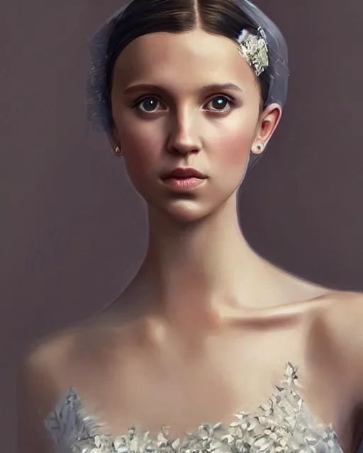 a painting of alicia vikander or millie bobby brown in, Stable Diffusion