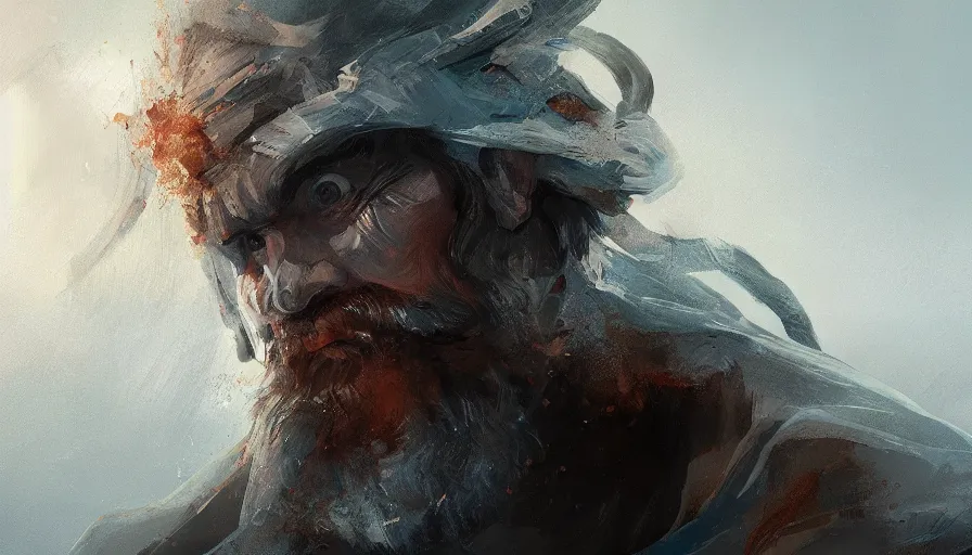 Image similar to concept art of god by jama jurabaev, cinematic shot, trending on artstation, high quality, brush stroke