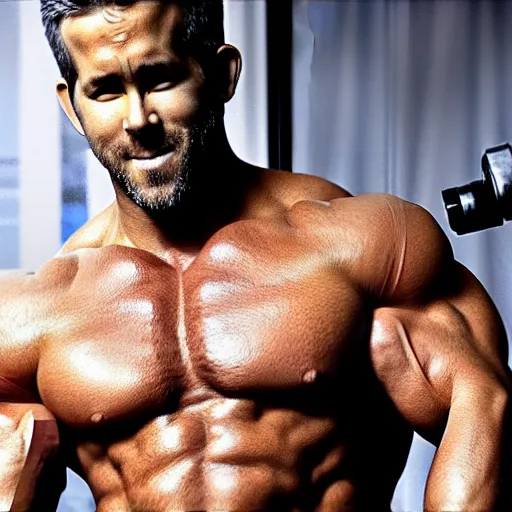 Image similar to Ryan Reynolds as a bodybuilder, hd