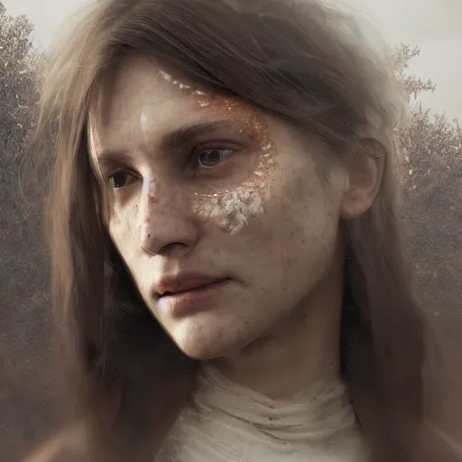 Image similar to a white and a brown woman merging together over time by greg rutkowski, hyperrealist, cinema 4 d, sicodelica, rendering unreal engine 5 digital art