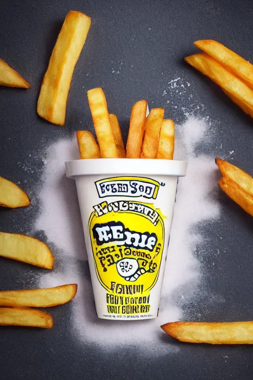 Image similar to french fries flavoured ben and jerry's ice cream, product photo, professional