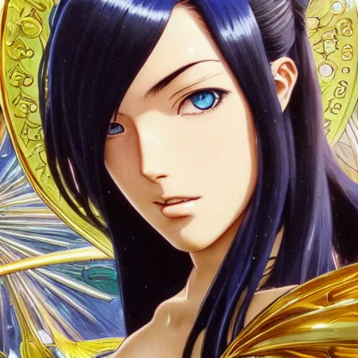 Image similar to highly detailed vfx portrait of nico robin by eiichiro oda!, makoto shinkai, alphonse mucha, sharp focus, art by artgerm and greg rutkowski!, harsh overhead sunlight, blue eyes!!, large aquiline nose!!, stanley kybric, kaoru mori, intricately detailed, best of behance,