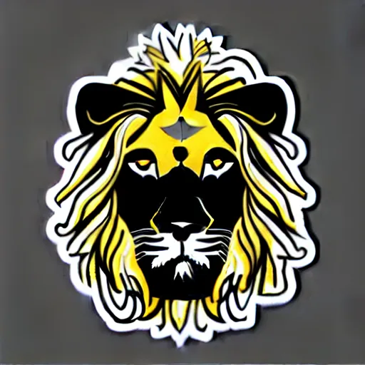 Image similar to portrait of a lion wearing a futuristic helmet, synth - wave, sticker