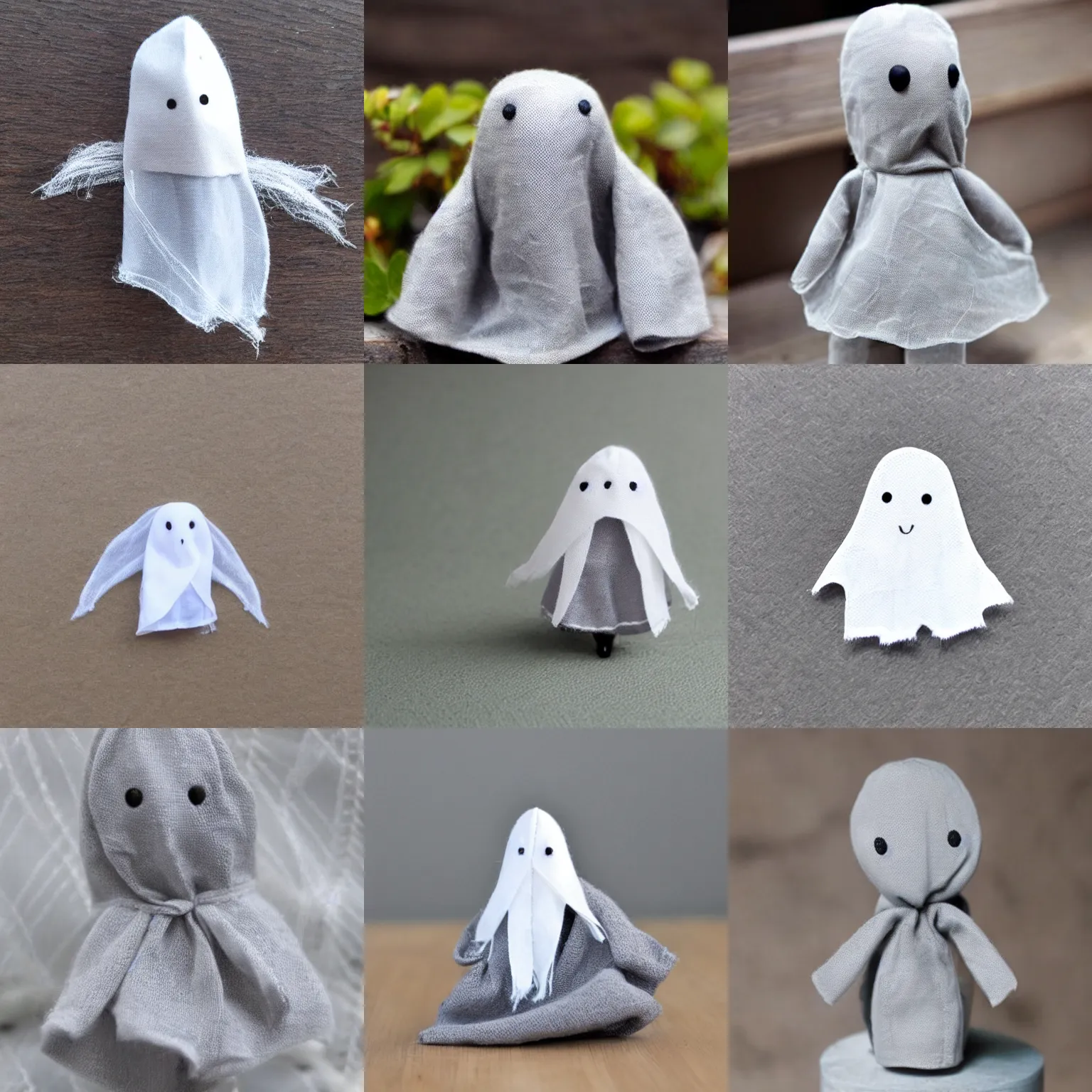 Prompt: a very cute, smol little gauzy grey ghost