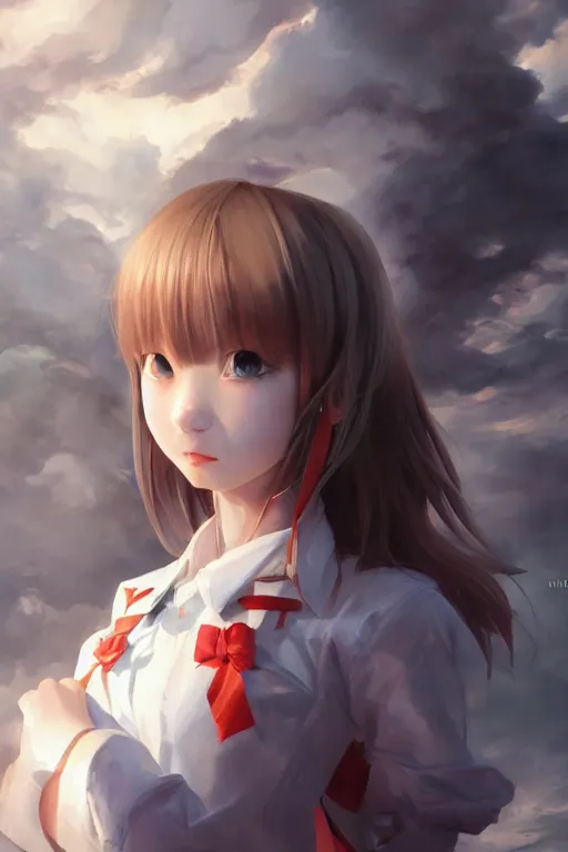 Prompt: 3d dark infrared octane render large concept art by D. Jun, by Mo Xiang Tong Xiu, by Igarashi Daisuke, beauty anime schoolgirl with cute detailed face in Japanese school clothes. cute face. wide angle. dramatic light, trending on artstation, oil painting.