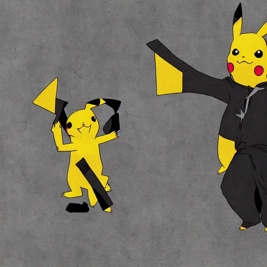 Prompt: pikachu dancing, heroic shot, post apocalyptic, cyberpunk