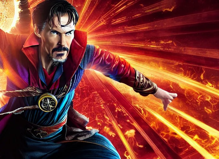 Prompt: A very high resolution image of Doctor Strange in the attack on Titan style from the Marvel poster for the new movie