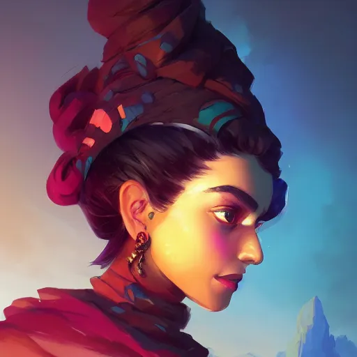 Image similar to profile portrait, maya ali mage, gloomhaven, dynamic lighting, gaudy colors, octane render aesthetic, matte painting concept art, official fanart behance hd artstation by jesper ejsing, by rhads and makoto shinkai and lois van baarle and ilya kuvshinov and rossdraws