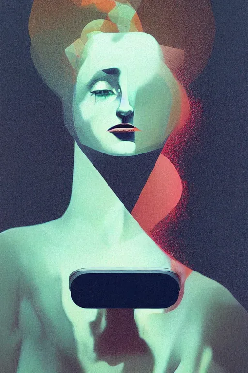 Image similar to woman wearing oculus and digital glitch head edward hopper and james gilleard, zdzislaw beksisnski, higly detailed
