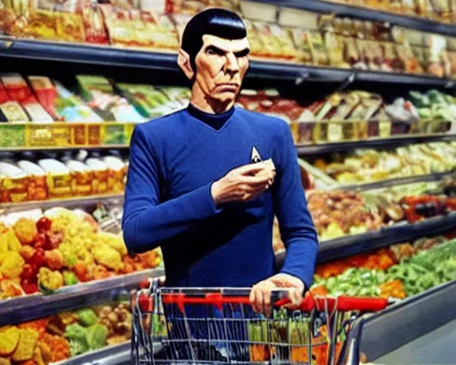Image similar to Spock going grocery shopping, journalist photo