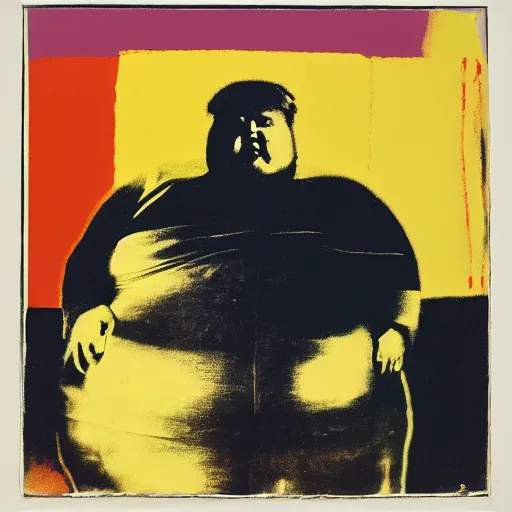 Image similar to portrait of fat man by andy warhol