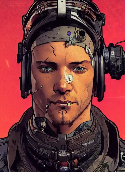 Image similar to cyberpunk tech bro. portrait by ashley wood and alphonse mucha and laurie greasley and josan gonzalez and james gurney. spliner cell, apex legends, rb 6 s, hl 2, d & d, cyberpunk 2 0 7 7. realistic face. vivid color. dystopian setting.