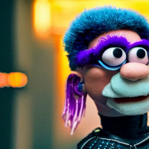 Image similar to cyberpunk curt brett gardner as a muppet