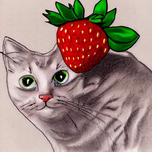 Image similar to strawberry cat , super realistic