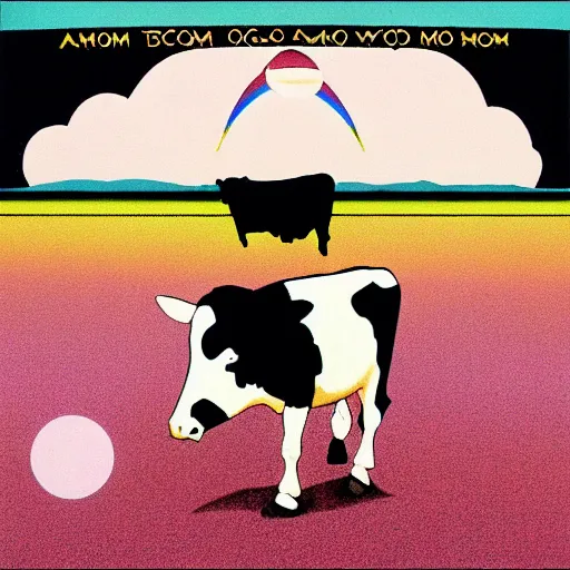 Image similar to Atom Heart Mother flying cow by Pink Floyd