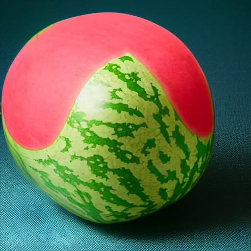 Prompt: studio shot of watermelon shaped like a cube, isometric perspective