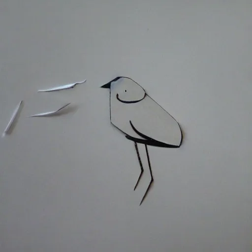 Prompt: bird, application made of paper and cardboard,