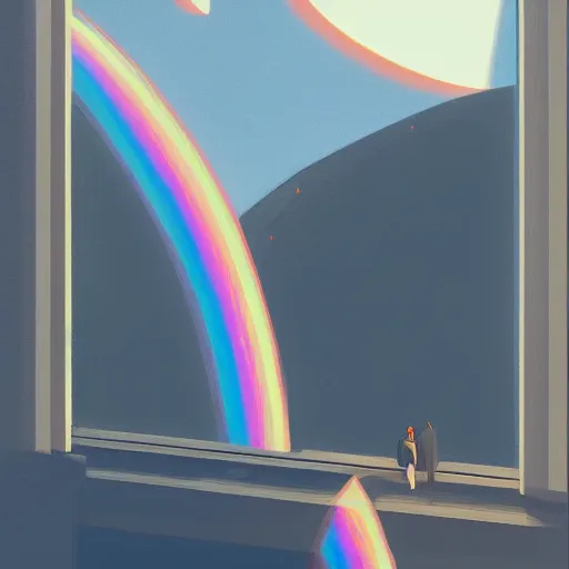 Prompt: 🌈 🛰 by atey ghailan and edward hopper