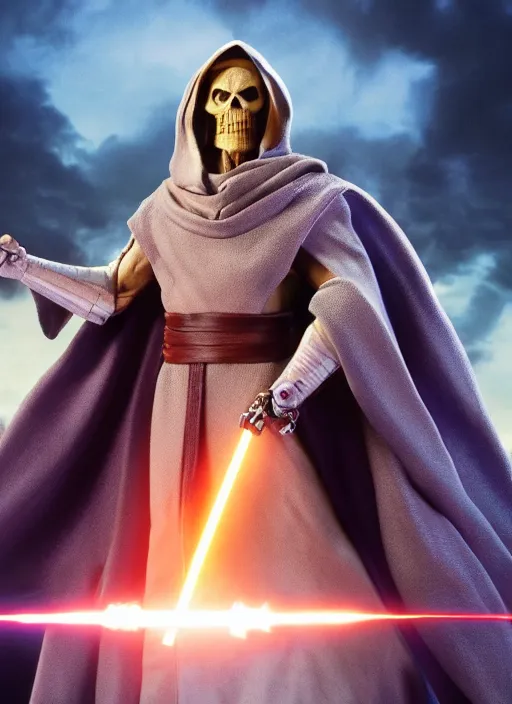 Prompt: movie still of skeletor as obi - wan kenobi, 8 k, hd