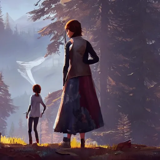 Image similar to 🤖👰, style game square enix life is strange remake, trending on artstation, painted by greg rutkowski, render with game the last of us parte ii details