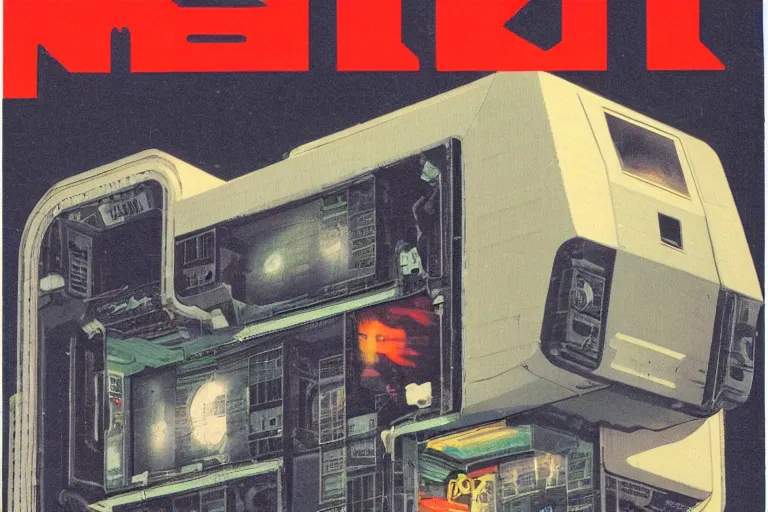 Prompt: 1 9 7 9 omni magazine cover of nakagin capsule tower in cyberpunk style