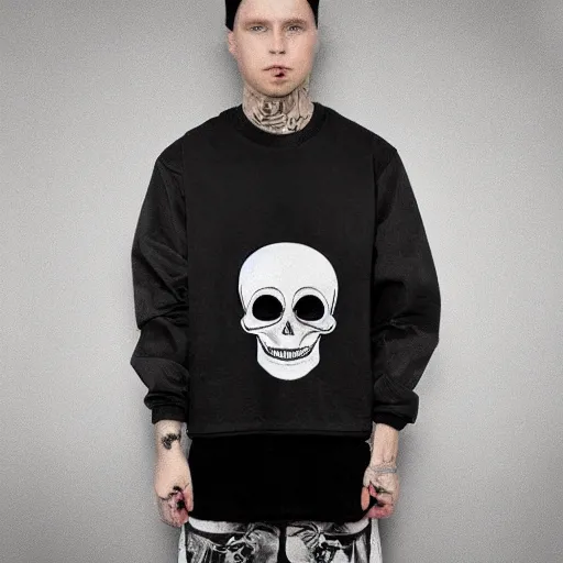 Image similar to pinterest skull modern streetwear design greenlight | cyberpunk color