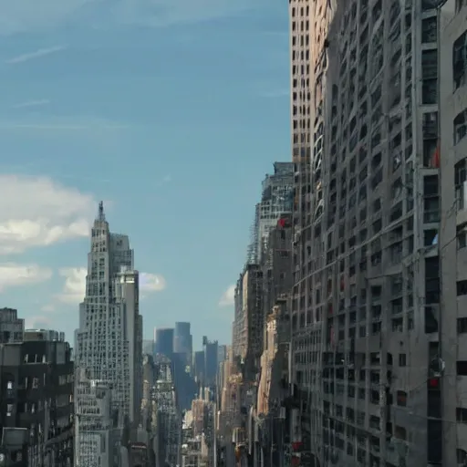 Prompt: giant ultraman walking on new york building!, post apocalyptic, cinematic,