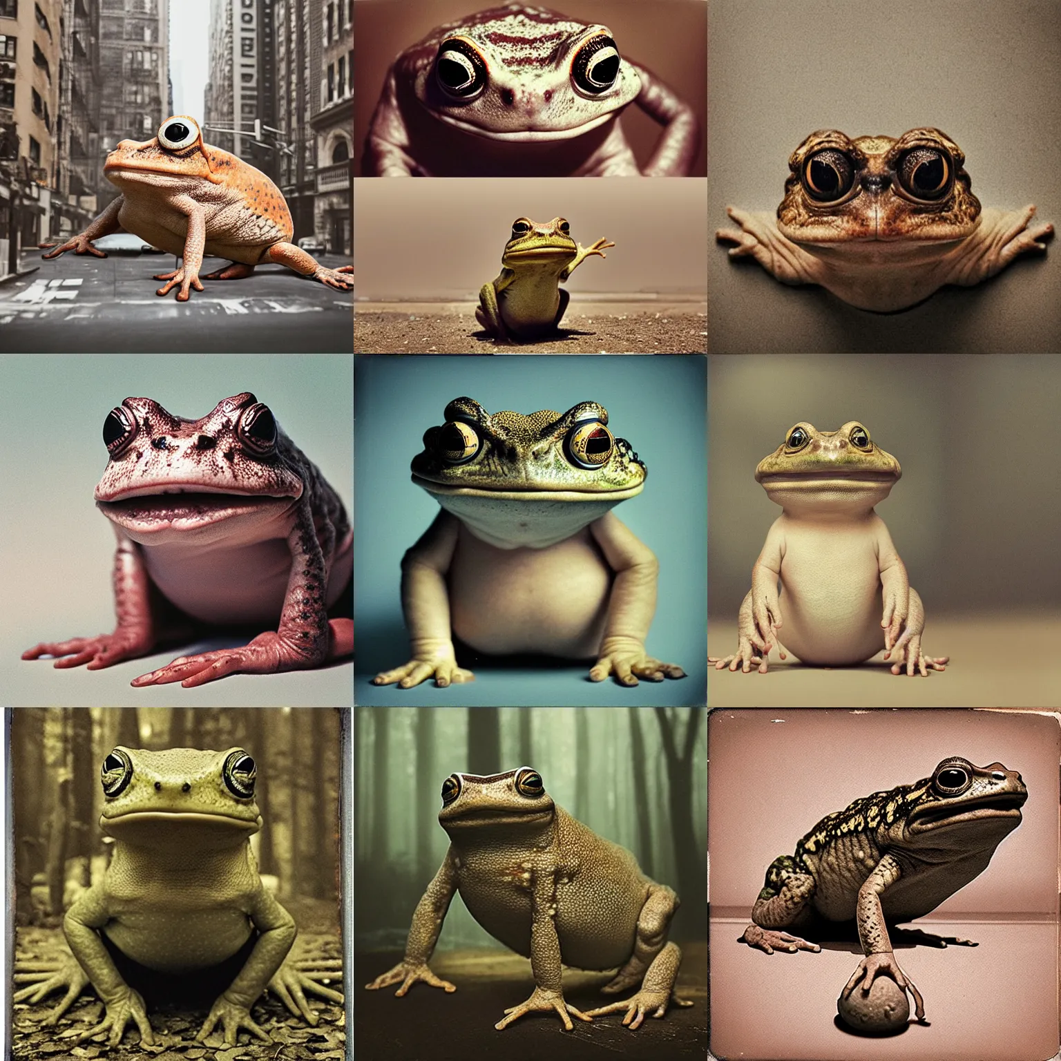 Prompt: natural very realistic giant hypnotoad, in new york, Polaroid photo, vintage , neutral dull colors, by oleg oprisco , by thomas peschak, by discovery channel, by victor enrich , by gregory crewdson