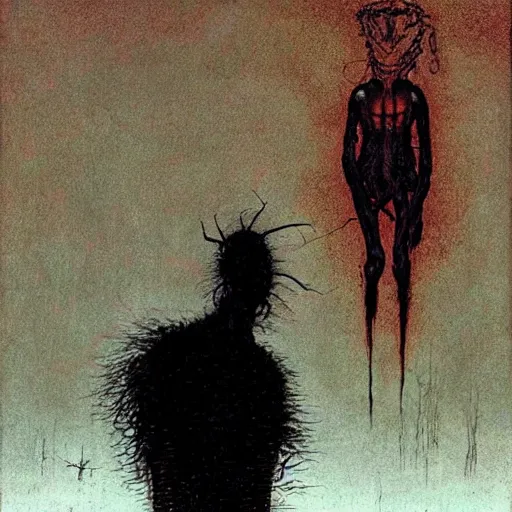 Image similar to a horrifying eldritch man by Beksinski and Junji Ito